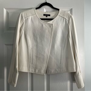 Lafayette 148 New York White/Ivory/Cream Structured Suit Blazer (Moto Style)